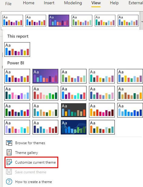 Customize theme in Power BI