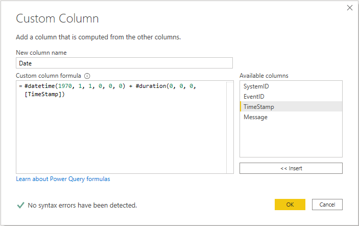 Add new column as DateTime