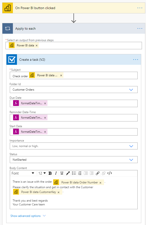 Configure new flow in Power Automate