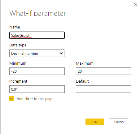 Fine granular settings of the what-if parameter