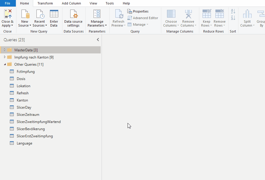 Delete all existing tables in Power Query