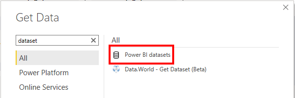 Add Power BI Dataset in Power BI