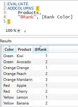 Adding the ranking to the virtual table
