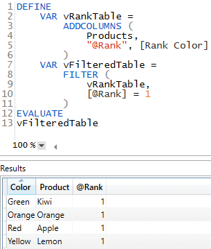 Speichern der gefilterten Tabelle als Variable