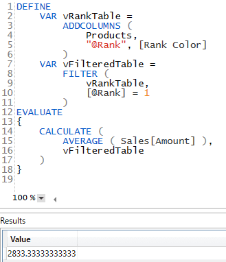 Verwendung der virtuellen Tabelle als Filter für CALCULATE 