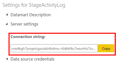 Connection String des Power BI Datamarts kopieren