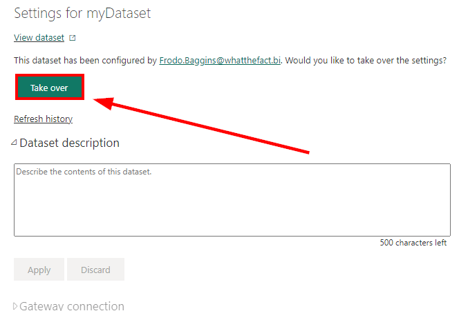 For changes you have to take over the data set