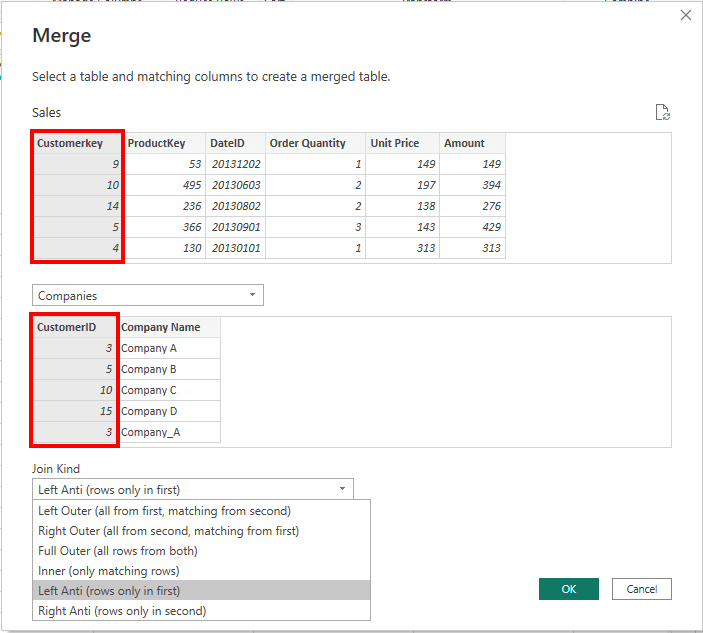 Merge of two tables in Power Qurey