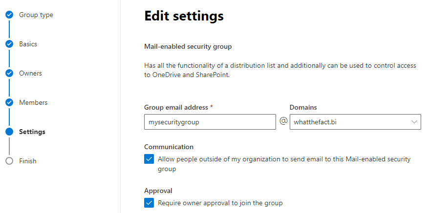 Create an e-mail address for the Mail-Enabled Security Group