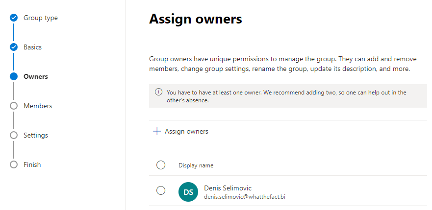 Assign an owner to the Mail-Enabled Security Group